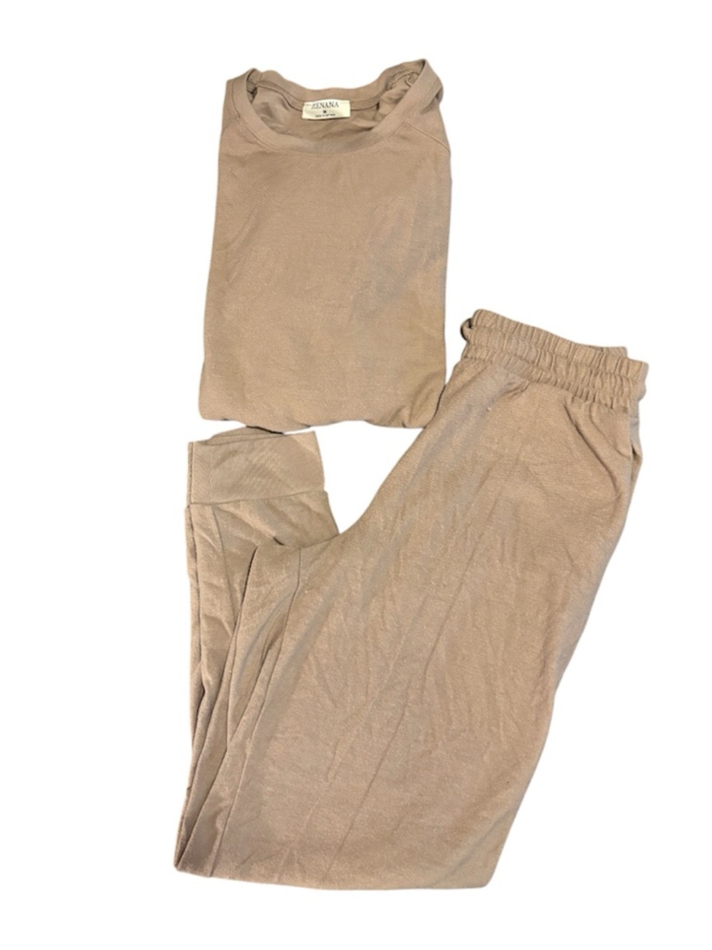Zenana Outfitters Taupe Ribbed Loungewear Set